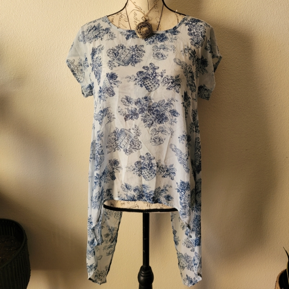 Doctor Who Floral TARDIS Chiffon Top